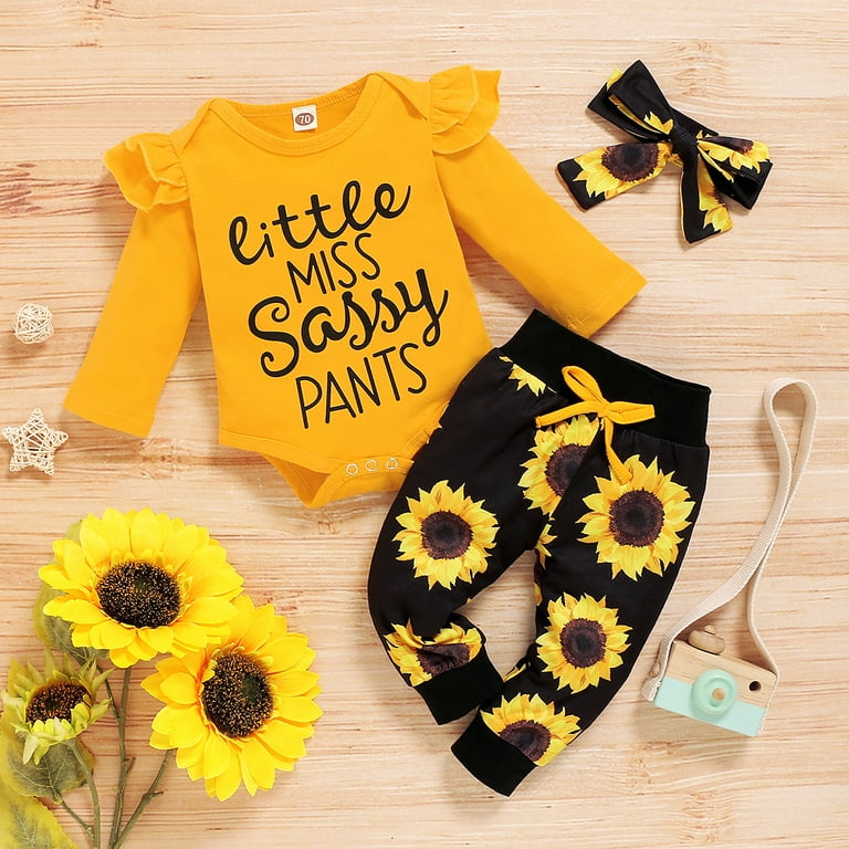 Dooleck Newborn Baby Girl Outfits Sunflower Baby Clothes Infant