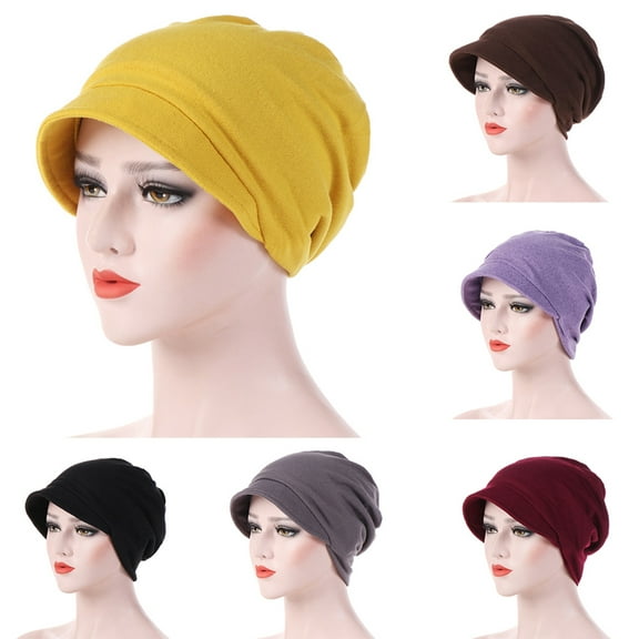 Meidiya Women Winter Cotton Hat Winter Brim Beanie Hats for Women Slouchy Beanie Cap with Visor Warm Newsboy Skull Cap
