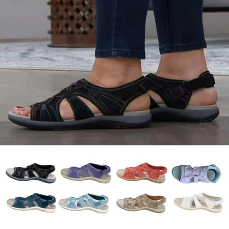 

UDIYO 1 Pair Summer Sandals Low Top Round Toe Flat Bottom Non-Slip Widely Used Daily Wear Footwear Summer Open Toe Beach Sandals Home Supplies