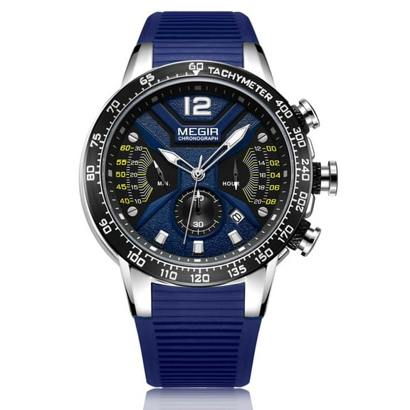 MEGIR Luxury Quartz Watches Men Sport Chronograph Clock Silicone Luminous Hands Military Wristwatch