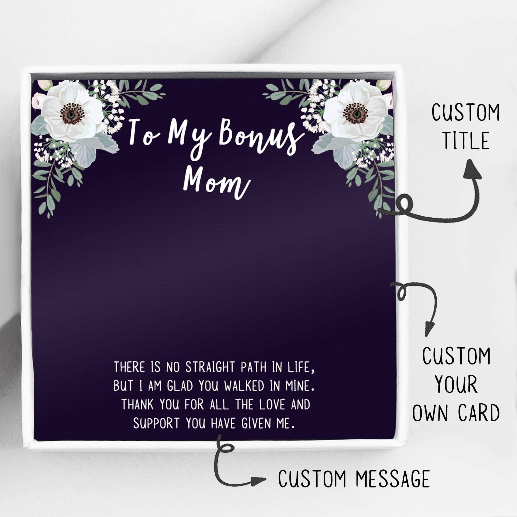 Personalized Card and Necklace for Mother's Day Gift, Gift for Mom, Gift for Her, Custom Card and Necklace for Mom, Cube Necklace for Mom, [Silver-Rose Gold, Personalized Card]