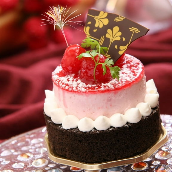 FRCOLOR 100pcs Cake Topper Cake Decorations Fruit Picks Double Layers for Party Birthday (Golden   Silver)