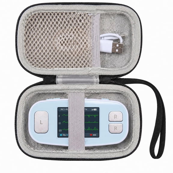 YXMEIGUO Hard Case for EMAY 6L Portable ECG Monitor, EVA Protective Carrying Case Storage Bag with Mesh Pocket (Case Only, Black)