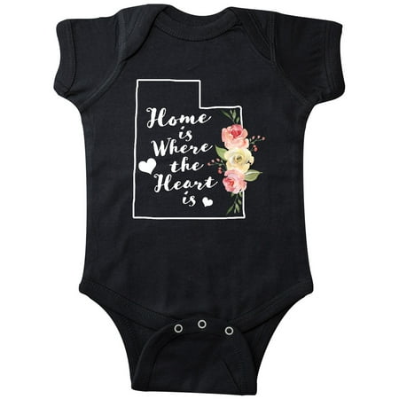 

Inktastic Utah Home is Where The Heart is with Watercolor Floral Gift Baby Girl Bodysuit