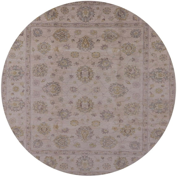 Ahgly Company Indoor Round Mid-Century Modern Rose Purple Oriental Area Rugs, 3' Round