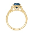 thumbnail image 2 of Rosec Jewels Real London Blue Topaz Diamond Engagement Ring with Halo - Designer Ring - AAA Quality - with Jewelry Box, 18K Yellow Gold, US 7.00, 2 of 8