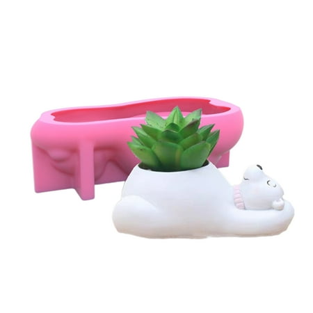 

Polar Bear Flowerpot Epoxy Resin Mold Succulent Plant Pot Holder Concrete Plaster Silicone Mould DIY Crafts Home Decor