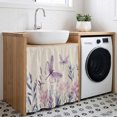 thumbnail image 3 of Purple Florals Cabinet Curtain 35"Wx35"L,Dustproof Under Sink Skirt W/ Self Adhesive Tape,Spring Butterflies Dragonfly Retro Beige Cabinet Curtain Cover for Kitchen Sink,Bathroom Vanity,Laundry Room, 3 of 9