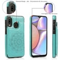 thumbnail image 6 of Design for Samsung Galaxy A20/A30/M10S Case with Tempered Glass Screen Protector Credit Card Holder Slot, PU Leather Wallet Phone Cases Kickstand Protective Cover for Glaxay A 20 30 Women Green, 6 of 13