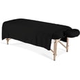 thumbnail image 2 of Massage Table Sheets 3 Piece Set, 100% Cotton & Ideal for Spa’s, Massage Pads and Saloon’s, 400TC 1 Flat Sheet, 1 Fitted Sheet (33" x 73") Deep Pocket 7" Fit, 1 Face Rest Cover - Black Solid, 2 of 5