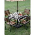 thumbnail image 3 of Outdoor Tablecloth with Umbrella Hole and Zipper, Christmas Home Square Table Cloth 60x60 Inch Waterproof Tablecloth, Winter Xmas Black White Buffalo Plaid Picnic Table Cover for Patio Camping, 3 of 7