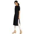 thumbnail image 2 of eloria Women's Fashion Solid Boat Neck Kurti Straight Shape With Regular Style Calf length, Color : Navy Blue, Size : X-Large, 2 of 5