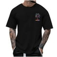 thumbnail image 2 of T-shirts for Men Print Coconut Tree Blouses Round Neck Casual Short Sleeve Round-Neck Top Black XXXXL Mens Tops, 2 of 4