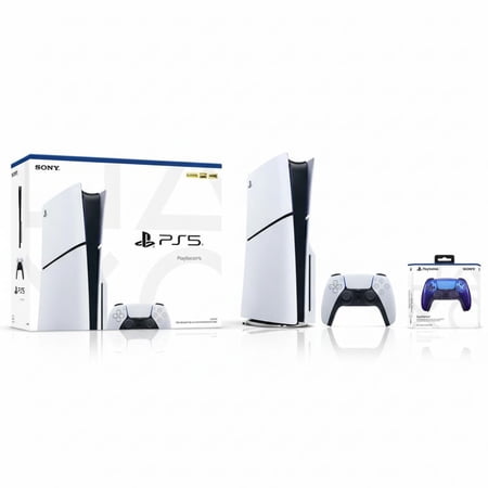 PlayStation 5 Slim Console + Sony PlayStation 5 DualSense Wireless Controller Chroma Indigo - Includes PS5 Console & 2 DualSense Controllers - 16 GB RAM - 1 TB SSD - Custom Integrated I/O - Up to 1...