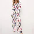 thumbnail image 2 of Women's Long Sleeve Printed Pajama Set Button Down Nightwear Full Length Fall Polyester Blend, 2 of 9