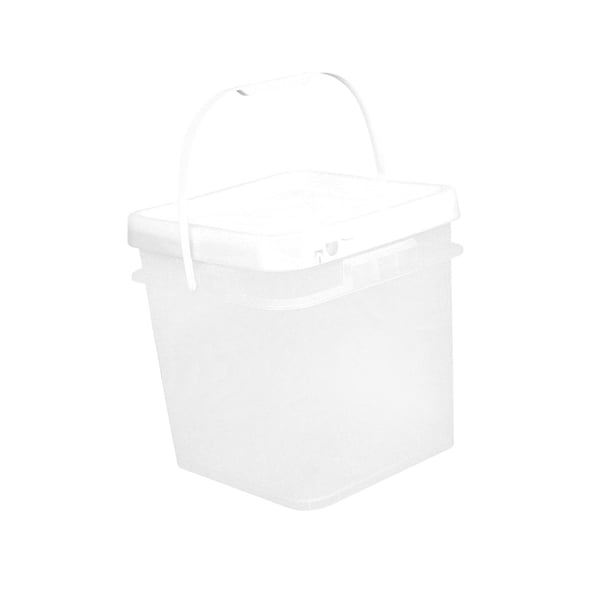 Cubo cuadrado resistente, versátil, con tapa, práctico, ligero y con asa. Claro
