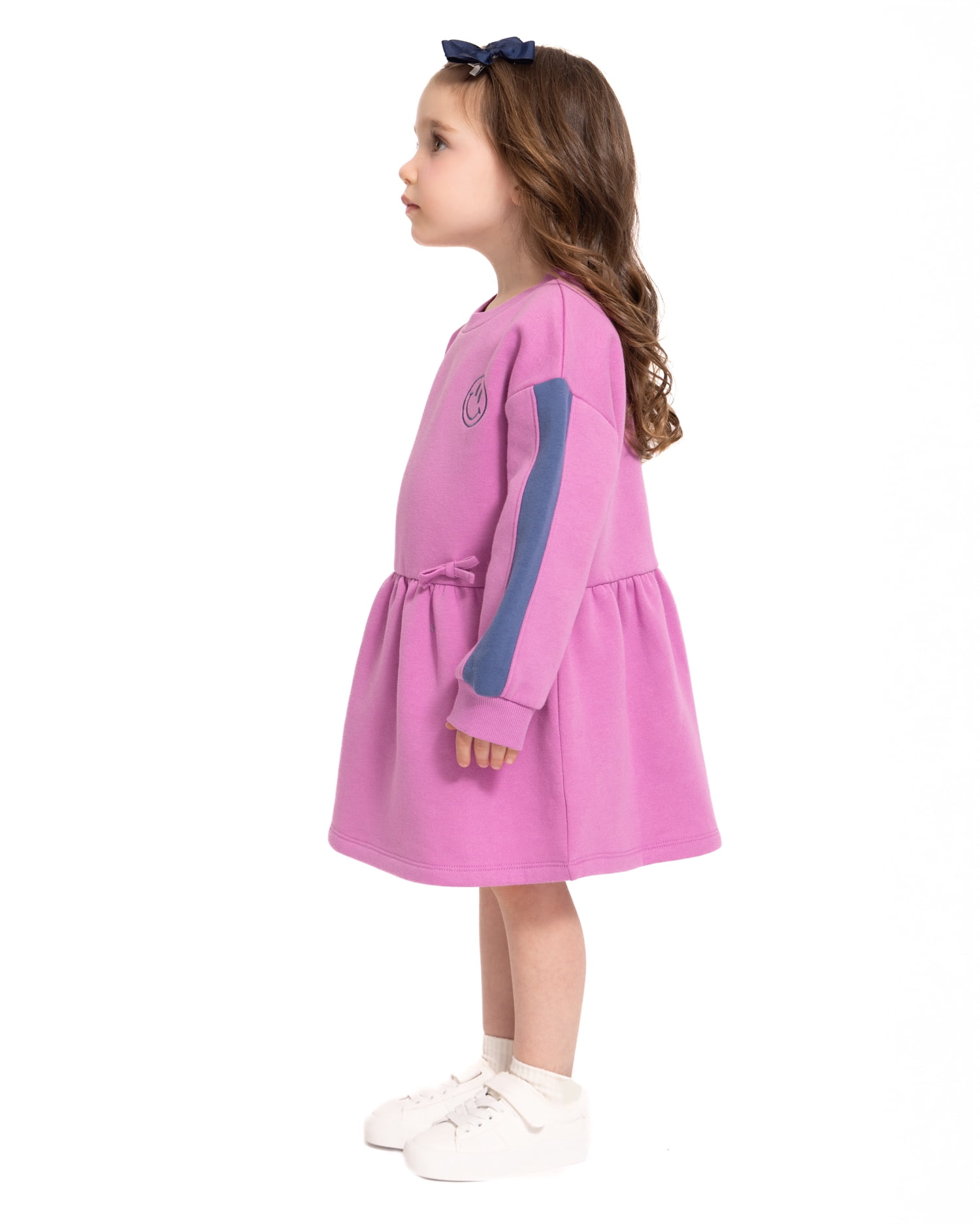 Wonder Nation Toddler Girls Embroidered Graphic Fleece Dress with Long Sleeves, Sizes 12M-5T