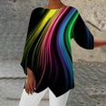 thumbnail image 2 of Chemises à Manches 3/4 pour Femmes Été Décontracté Longue Blouse Col Rond Imprimé Élégant Printemps Tops 2023, 2 of 5