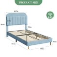 thumbnail image 3 of Twin Bed Frames, Velvet Upholstered Platform Bed Frames with Bookcase Headboard, Bed for Boys, Heavy Duty Steel Support Legs, Easy Assembly, Noise Free, Light Blue, 3 of 7