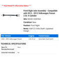 thumbnail image 2 of Front Right Axle Assembly - Compatible with 2012 - 2015 Volkswagen Passat 2.0L 4-Cylinder 2013 2014, 2 of 2