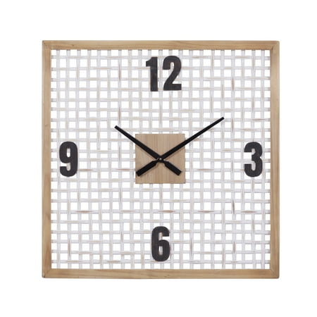 DecMode 24 x 24 In. White Wood Farmhouse Wall Clock