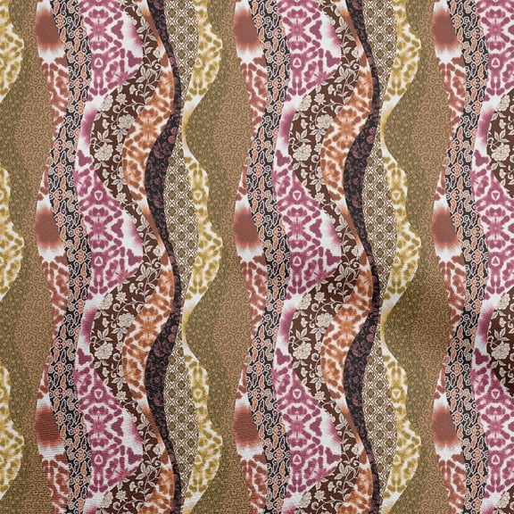 oneOone Polyester Spandex Dark Mustard Fabric Floral Fabric For Sewing Printed Craft Fabric By The Yard 56 Inch Wide