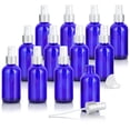 thumbnail image 1 of 4 oz / 120 ml Cobalt Blue Glass Boston Round Bottle with Silver Fine Mist Sprayer, 1 of 6