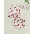 thumbnail image 5 of vera natura Baby Girl Summer Outfits Floral Butterfly Print Square Neck Cami Tops with Ruffled Shorts and Bow Headband, 5 of 8