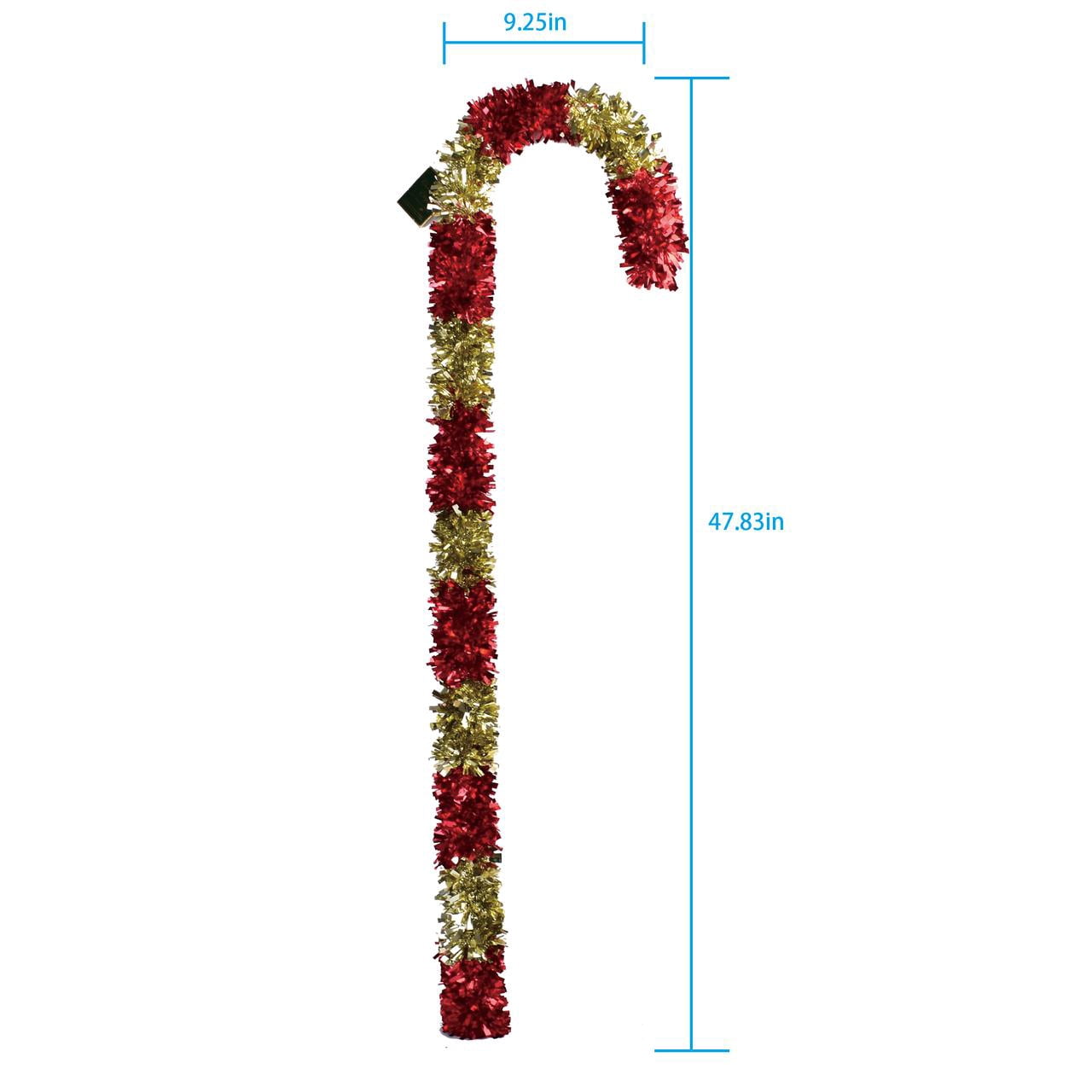 CHRISTMAS LARGE TINSEL CANDY CANE RED AND WHITE