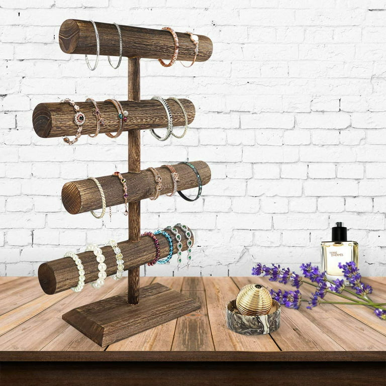 Made in USA 4 Wand Standing Bracelet Holder Bracelet Storage Bracelet  Display Bracelet Organizer Oak Wood 