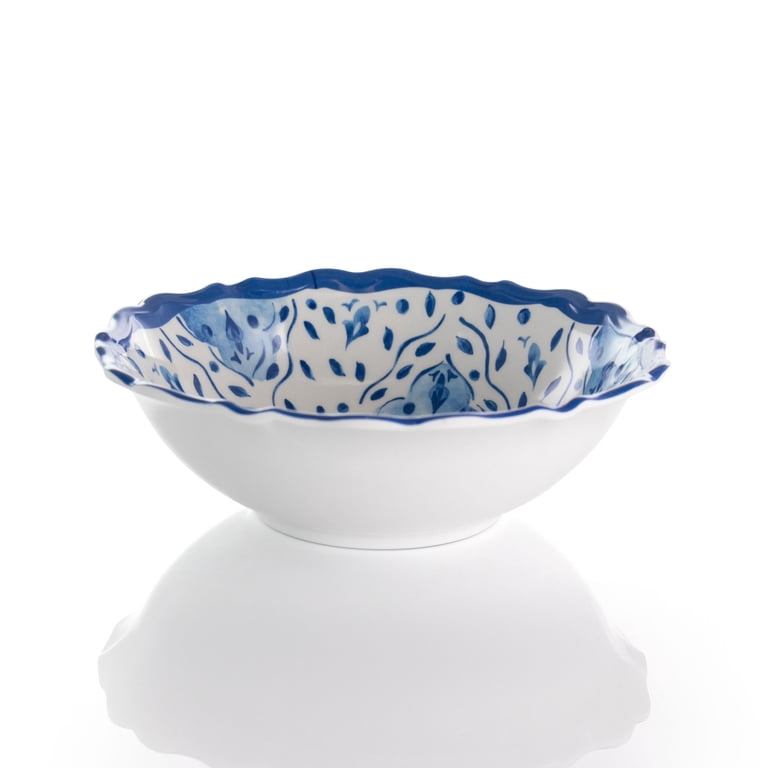 Elama Blue Garden 12-Piece Melamine Dinnerware Set, Blue photo 3