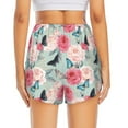 thumbnail image 4 of Xecao's Roses and Butterflies for a double-layer running short for women, perfect for gym, tennis, and more, featuring a convenient pocket., 4 of 9