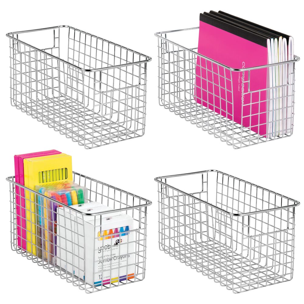 mDesign Metal Wire Storage Basket Bin with Handles for Home Office