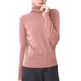 thumbnail image 3 of Scyoekwg Hauts à Manches Longues pour Femmes Col Roulé Automne Hiver Ajustés Hauts de Base Légers Couleur Unie Chemisiers pour Femmes Tendance Amples Hauts d'Automne Chandail (Rose,TTG), 3 of 5