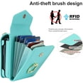 thumbnail image 3 of Phone Case for Samsung Galaxy Z Flip 3 5G 2021 Wallet Cover with RFID Blocking Ring Crossbody Wrist Strap Stand Credit Card Holder Leather Cell Accessories ZFlip3 Z3 Flip3 3Z Women Men Teal, 3 of 11