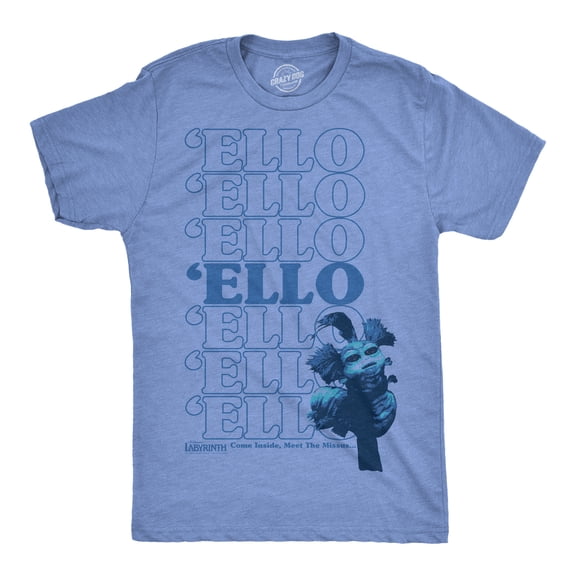 Mens Funny Ello-Ello Repeating T-Shirt Jim Henson's Labyrinth Worm Movie Tee For Guys Graphic Tees
