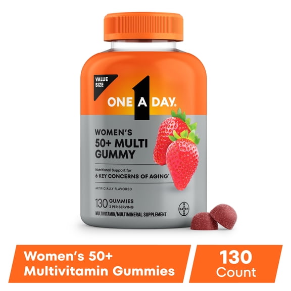 One A Day Women’s 50 Gummies, Advanced Multivitamin For Women, Vitamins for Brain Support and Immunity Support, Multivitamins with Super 8 B Vitamin Complex, Value Size, 130 Count
