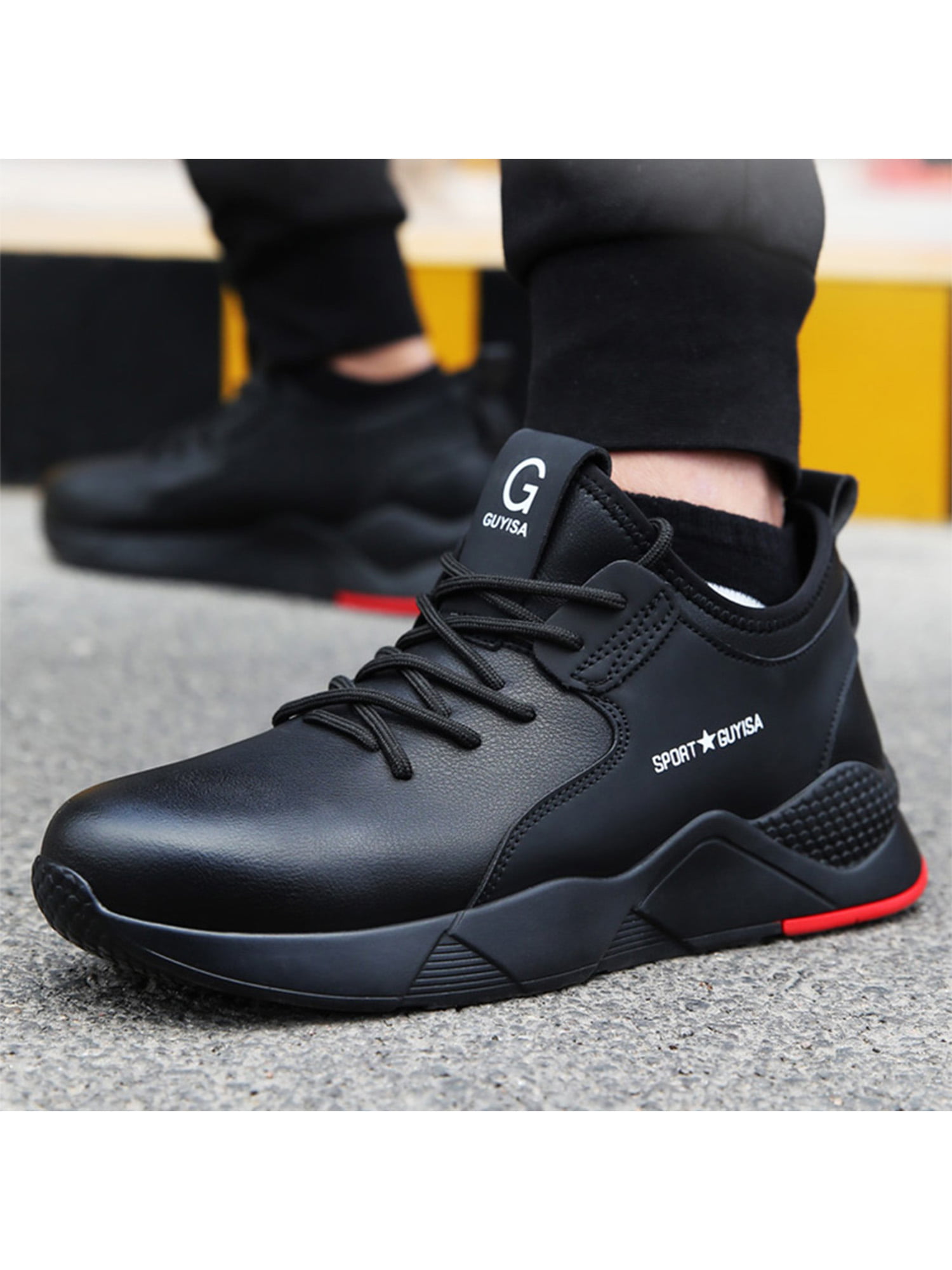 Black Safety Shoes Trainers for Men Women Steel Toe Lightweight Work Sport Shoes 