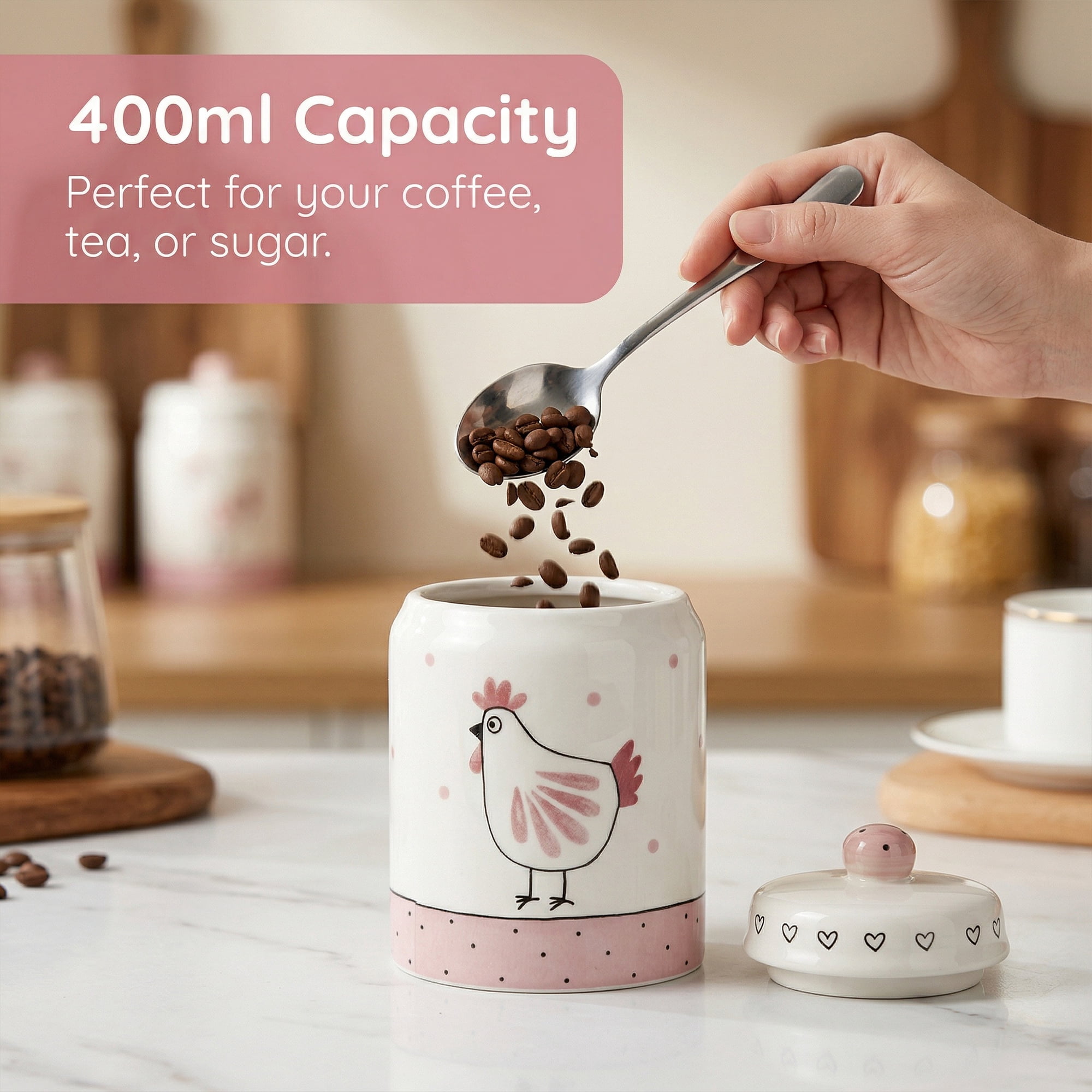 Unique Bargains Ceramic Jar with Airtight Lid 13.5oz/400ml Embossed Canister White