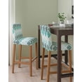 thumbnail image 2 of Turquoise Boho Flowers Bar Stool Covers Set of 2, Modern Luxurious Geometric Floral Stretch Washable Bar Chair Covers with Backs, Removable Pub Counter Height Chair Cover for Kitchen Dining Room Cafe, 2 of 7