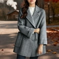 thumbnail image 2 of JGGSPWM Women's Winter Woolen Blend Coat Notch Lapel Double Breasted Peacoat Loose Warm Coat Mid-Long Outerwear Blue L, 2 of 9