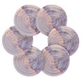 thumbnail image 2 of Haosy Set of 6 Drink Woven Coaster with Holder Heat Resistant Non-Slip Bar Coasters 4 Inches Purple Gold Marble, 2 of 7