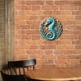 thumbnail image 6 of Round Metal Tin Sign Rustic Wall Decor Blue Seahorse Wooden Round Metal Sign Plaque for Home Garden Kitchen Bar Cafe Restaurant Garage Retro Vintage Wall Art 8x8 Inch, 6 of 8