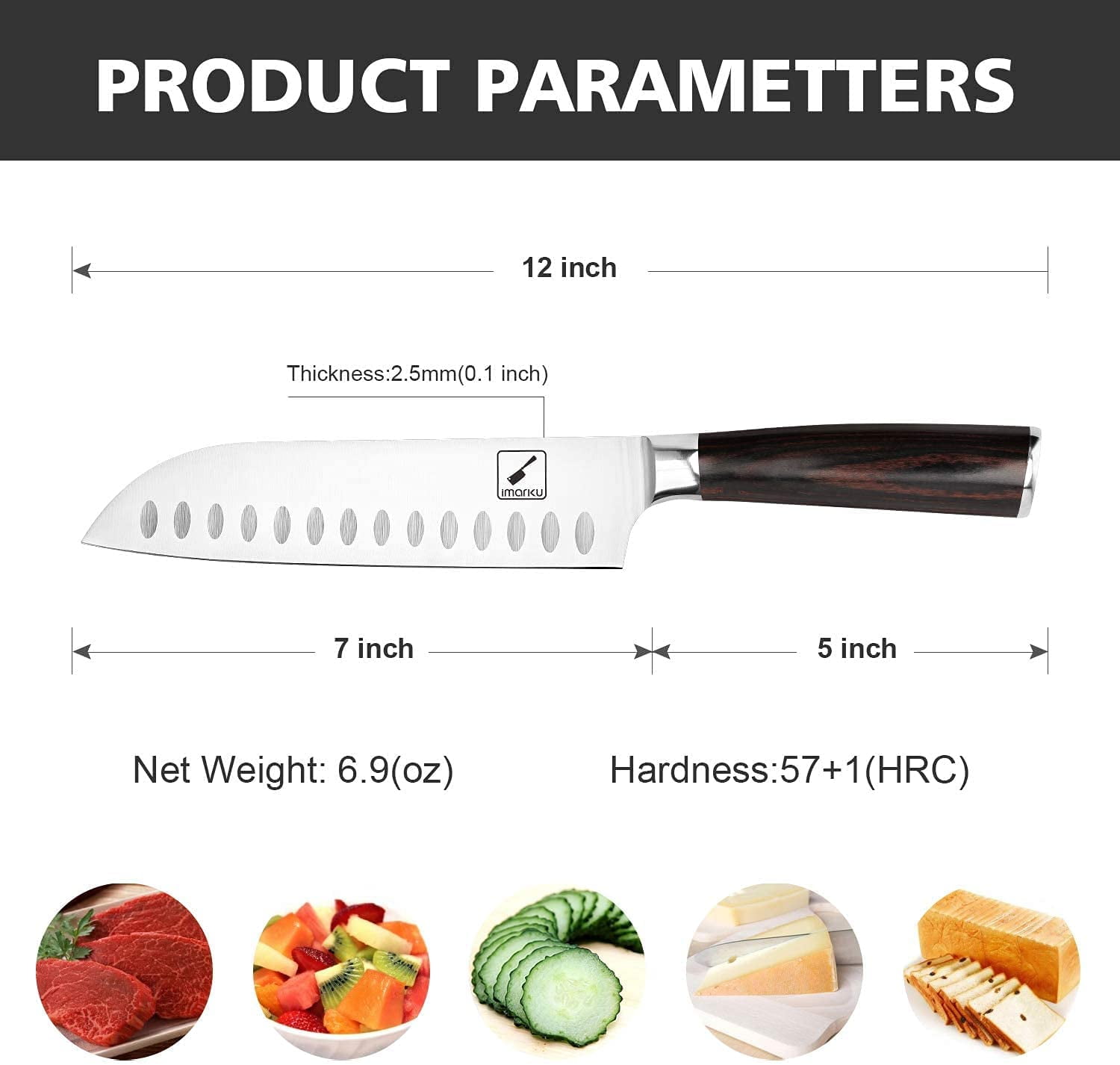Santoku Knife - imarku 7 inch Kitchen Knife Ultra Sharp Asian Knife Japanese Chef Knife - German HC Stainless Steel 7Cr17Mov - Ergonomic Pakkawood Handle,Fathers Day Gifts