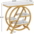 thumbnail image 2 of End Table for Living Room, 3-Tier Faux Marble Side Table with Storage, Wood Narrow Sofa Side Table with Geometric Metal Frame, Modern Nightstand and Bedside Table for Bedroom, Gold & White, 2 of 14