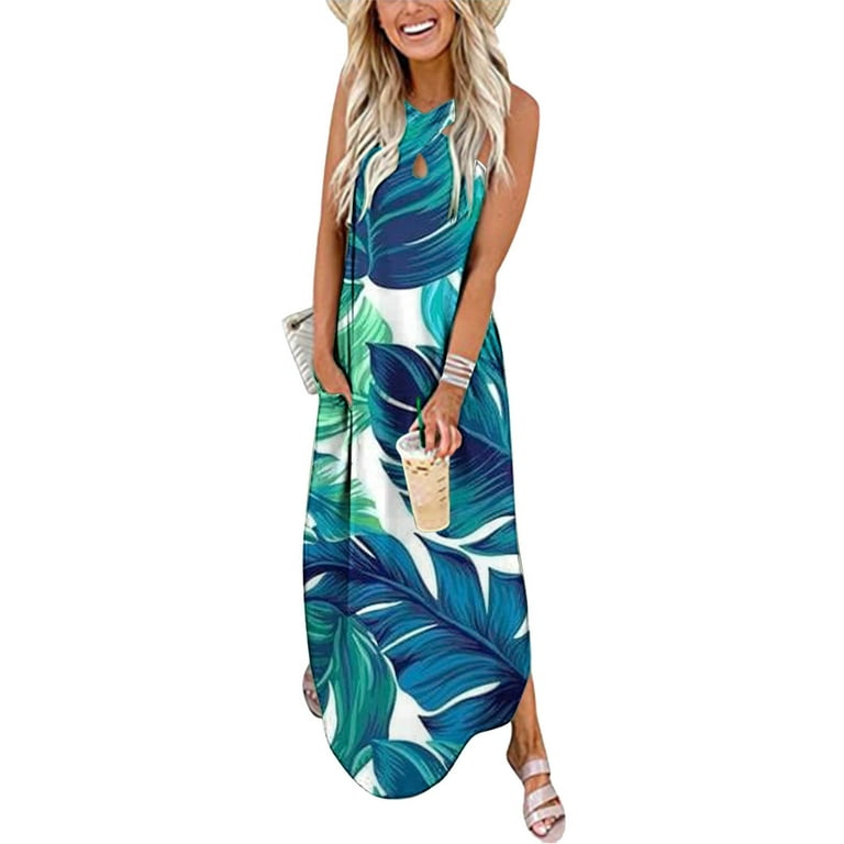 Gosuguu Summer Dresses for Women 2024, Womens Casual Loose Maxi Sundress  Long Dresses Sleeveless Summer Beach Dress with Pockets # Specials Of The  Day Deals Under 5 Dollars #3 