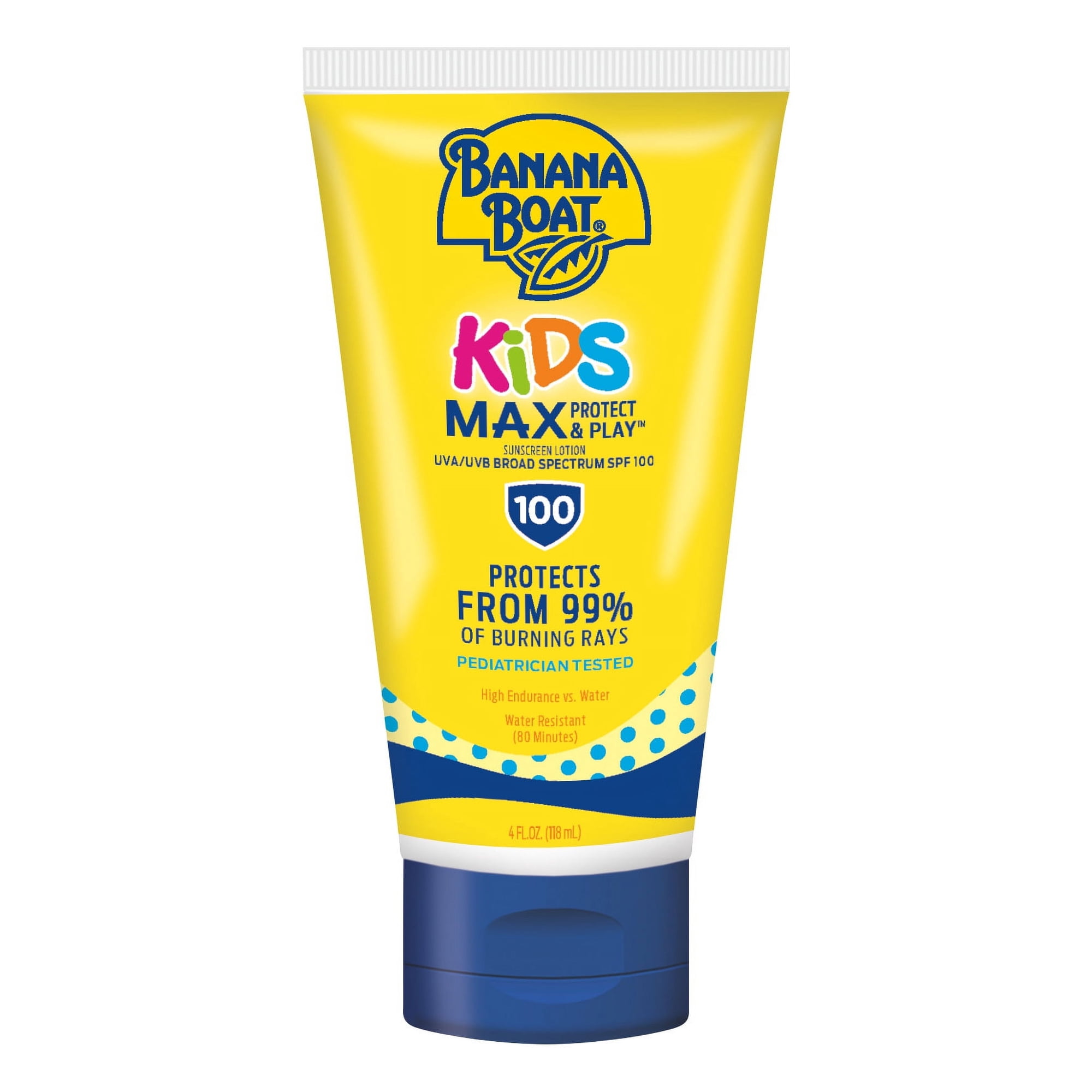 Banana Boat Kids Max Protect & Play Broad Spectrum Sunscreen SPF 100 4 oz Pack of 6