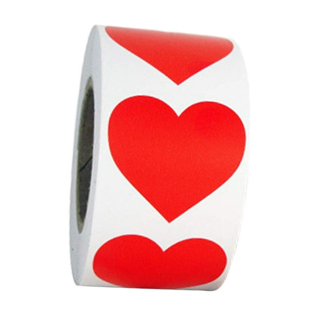 yuksok Heart Stickers 1 Roll Valentines Day Decor Seal Labels for Party Accessories Red