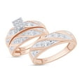thumbnail image 3 of AFFY White Natural Diamond Cluster Engagement & Wedding Trio Band Ring Set In 10k Rose Gold (0.33 Cttw), 3 of 9