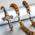 thumbnail image 2 of Religious Wooden Antique Cross Rosary Pendant Necklaces Jesus Saint Benedict Beaded Necklace For Men Women Jewelry Gifts Collar, 2 of 5